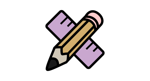 simple drawing or pencil and ruler crossed in X shape